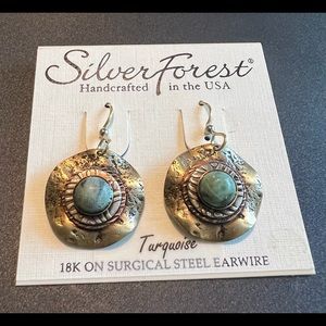 Silver Forest Handcrafted Turqoise stone earrings